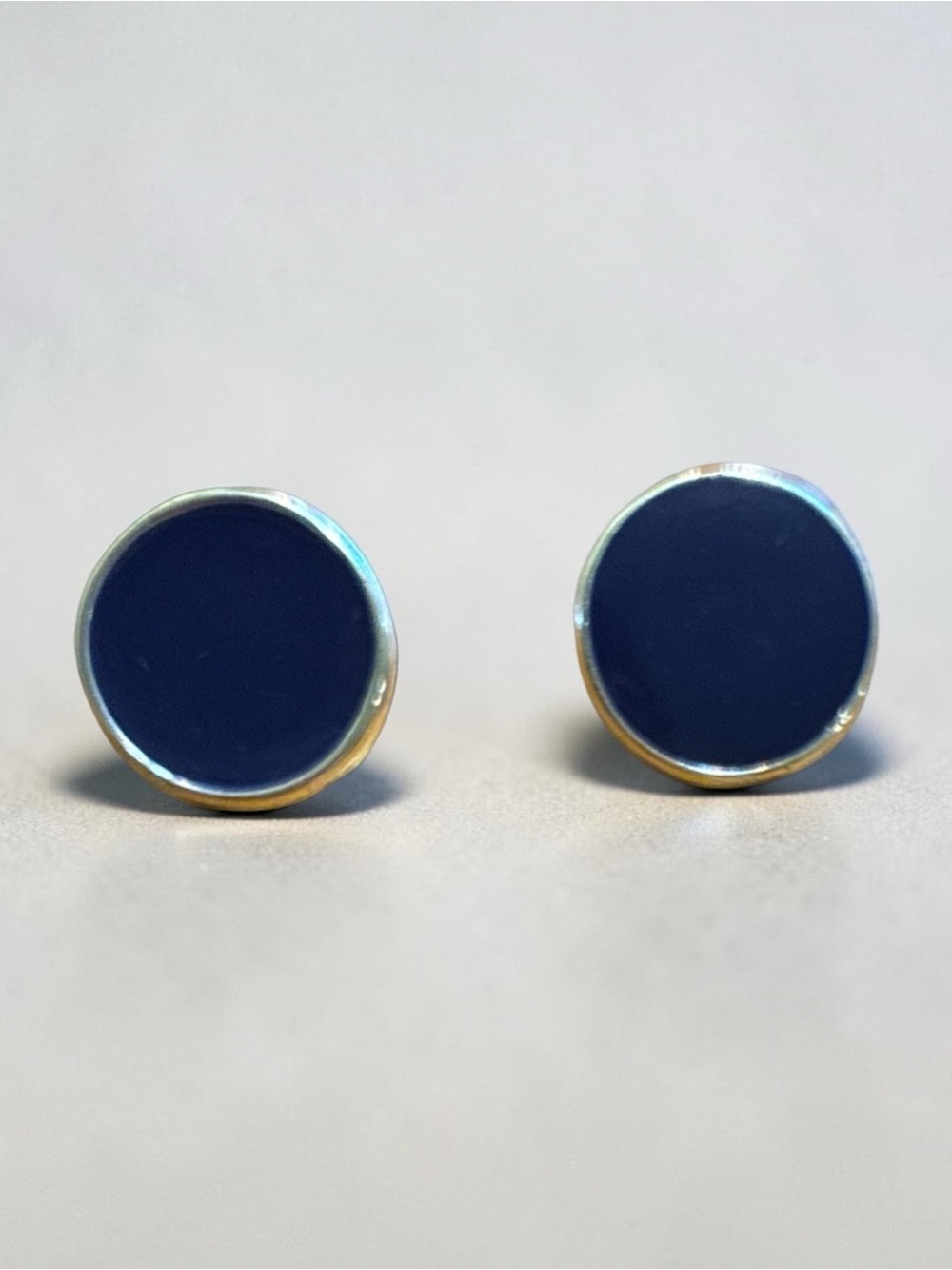 Navy Circle Stud Earrings